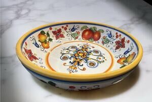 LTD Commodities Ceramic Bowl Floral & Fruit Pattern Multicolor Glossy 8in